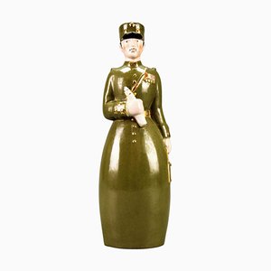 Art Deco French Ceramic Figural Bottle Brigadier General by Robj Paris, 1920s