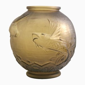 Amber Glass Daum Vase by Pierre D'Avesn, 1930