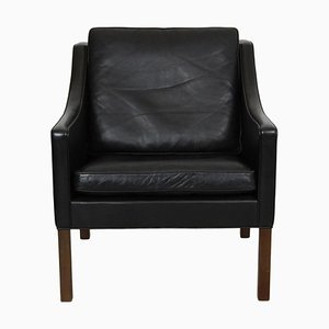 Black Leather Armchair by Børge Mogensen for Fredericia, 2207