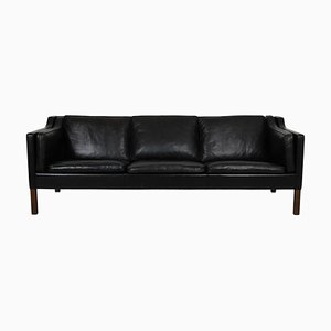 Black Leather Sofa by Børge Mogensen for Fredericia, 2213