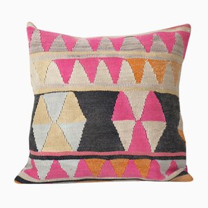 Square Pink Tribal Wool Handmade Cushion Covers, 2010s