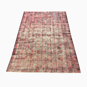 Antiker Teppich in Rot & Schwarz Ausgeblichen, Türkei