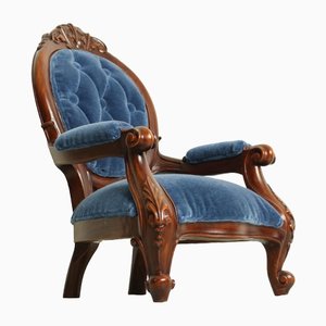 Antique Louis XV Mahogany Armed Portrait Chair, 1950s