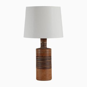 Tall Rustic Stoneware Table Lamp in Brutalist Style by Tue Poulsen, Denmark, 1970s