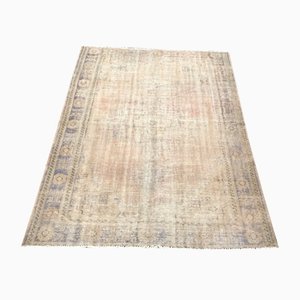Distressed Neutral Faded Oushak Rug