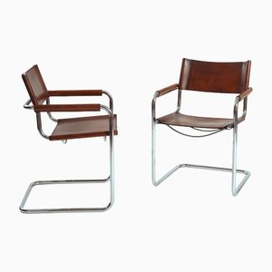Vintage Bauhaus Cantilever Chairs in Cognac attributed to Mart Stam & Marcel Breuer, Set of 2