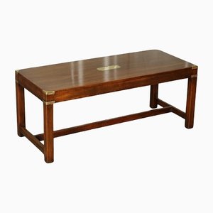 Vintage Mahogany & Brass Military Campaign Coffee Table from Harrods London