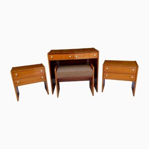 Bedside Tables, Stool and Dressing Table by Jindřich Halabala, 1970s, Set of 4