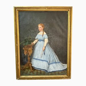 Alfred Emile Leopold Stevens, Retrato de mujer joven, siglo XIX, Gouache