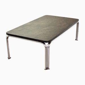 Mesa de centro rectangular de cromo y piedra negra modelo Bogota, Alemania, años 70