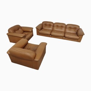 DS-101 Sofa and Armchairs in Leather from De Sede, 1970s, Set of 3
