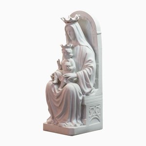 Large Religious Mother and Child Statue in Biscuit Porcelain, 1800s