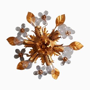 Gold Murano Glass Ceiling Wall Light, 1970s