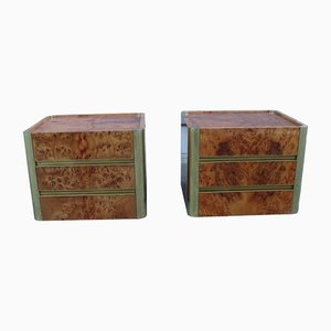 Walnut and Brass Bedside Tables by Luciano Frigeri, Italy, 1950s, Set of 2