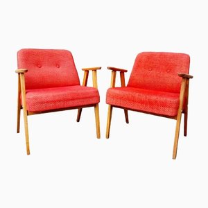 Set of Mid-Century Polish Model 366 Armchairs attributed to Józef Chierowski, 1960s