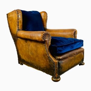 Antique French Club Chair in Leather, 1900s