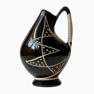 Dänische Modernistische Keramik Vase mit Schwarzer Glasur von Søholm, 1950er