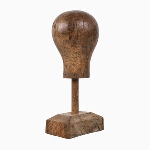 Wooden Milliners Head Form, 1920s