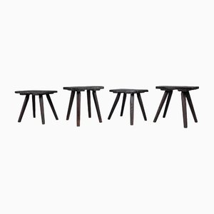 Wooden Stools, 1950s, Set of 4