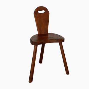 Vintage Brutalist Oak Tripod Chair, 1960s