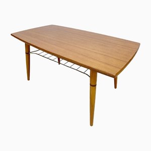 Mid-Century Salontafel Couchtisch aus Teak, Messing & Holz, 1960er