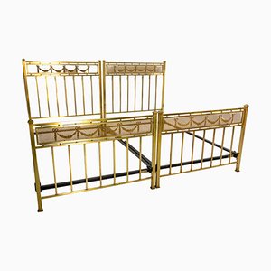 French Louis XVI Twin Beds in Brass, 1890s, Set of 2