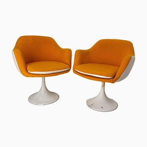 Set of Mid-Century French Armchairs with Metal Tulip Foot, 1970