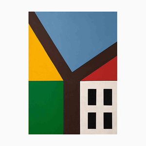 Giovanna Picciau, House, Tree, Sky, Sun, Meadow, Original Acrylic on Canvas, 1969