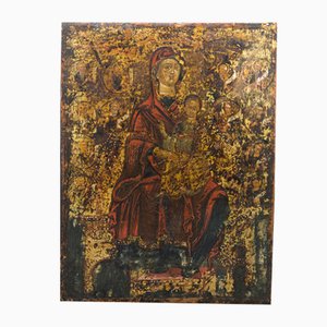 Icona con 12 apostoli e la Vergine Maria con Cristo, 1300-1400, dipinto su legno
