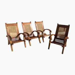 African Style Armchairs, 1950, Set of 4