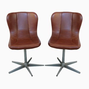 Space Age Swivel Chairs in Eco Leather, Italy, 1960s, Set of 2