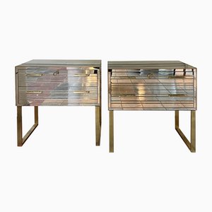 Italian Mirrored Chest of Drawers, 1970s, Set of 2