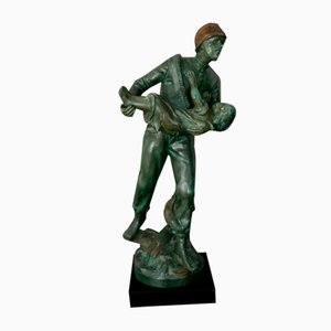 Figura francesa de bombero en bronce