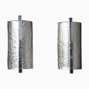 Moderne Wandlampen aus Muranoglas in Blattsilber, 2000er, 2er Set