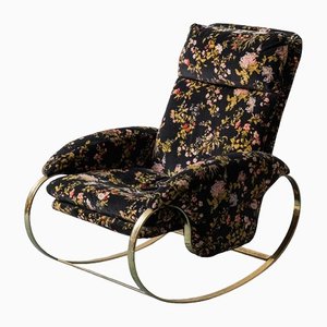 Vintage Rocking Armchair in Gilt Metal by Guido Faleschini, 1970s