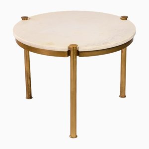 Low Table in Marble and Brass in the Style of Osvaldo Borsani, Italy, 1950s