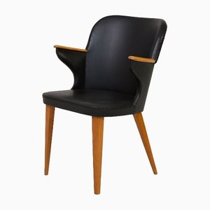 Scandinavian Black Leatherette Desk Chair, 1960s