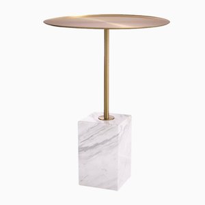 Side Table in Raw White Marble from PC Collection