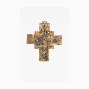 Vintage Kreuz aus Messing von Arnaldo Pomodoro und Giò Pomodoro für Galleria Sestante, 1950er