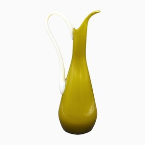 Olive Green Murano Glass Vase, Italy, 1950s-1960s