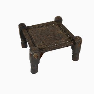 Tabouret Bas 19ème Siècle en Cèdre, Nuristan, 1890s