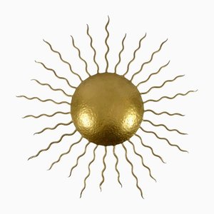 Large Gilded Sun Wall Lamp, 1960s