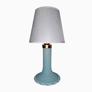 Lámpara de mesa vintage de cristal de Murano en azul, años 70