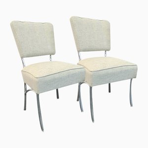 Mid-Century Fabric & Tubular Steel Dining Chairs in Bauhaus Style by Jozsef Peresztegi, 1960s, Set of 2