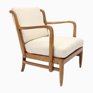 Moderner schwedischer Sessel aus Birke, Bambu & Rattan, Otto Schulz für Boet zugeschrieben, 1940er
