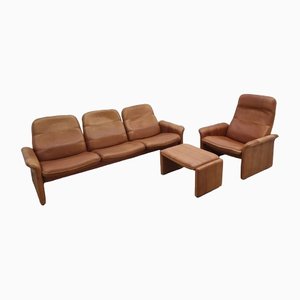 DS50 Garnitur Sessel und Sofa aus Leder von de Sede, 3er Set