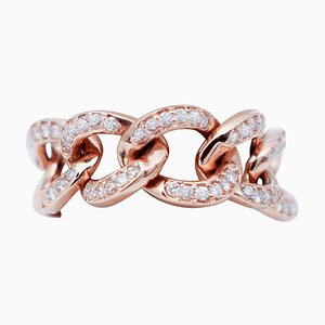 18 Karat Rose Gold and White Diamonds Groumette Model Ring