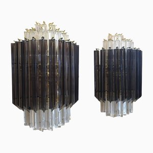 Clear and Fume Triedro Murano Glass Wall Sconce