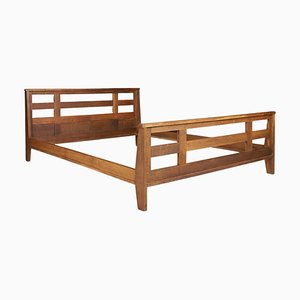 Mid-Century Modern Oak Reconstruction Bed attributed to René Gabriel, France, 1940s