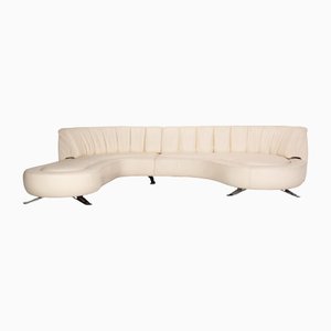 Sofá esquinero DS 1064 de cuero crema de De Sede
